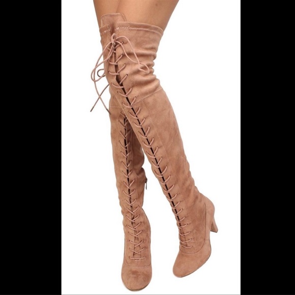 Lace-Up Over the Knee Boots - Picture 2 of 6